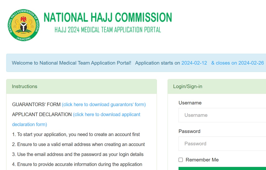 NAHCON Recruitment Portal 2025 Registration